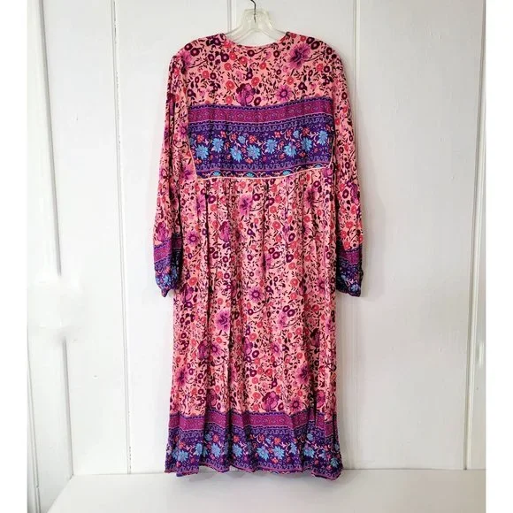 R. Vivimos Pink and Purple Boho Rayon Dress - Picture 5 of 6